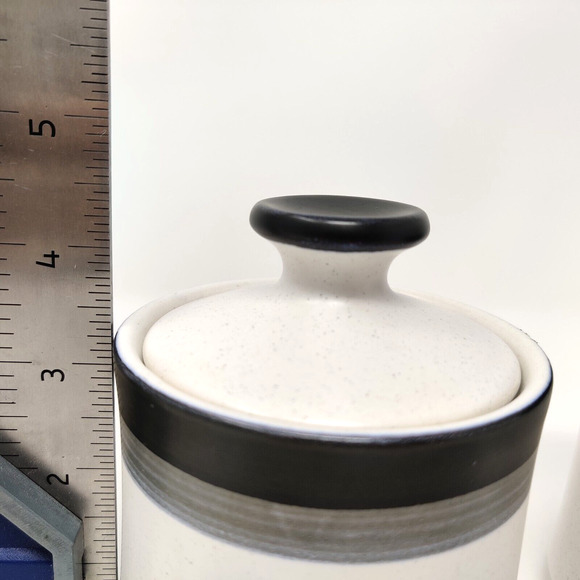 Arrow Stone Black Foot Sugar Bowl and Creamer MCM Stoneware Kasuga Japan 693 - Picture 16 of 16